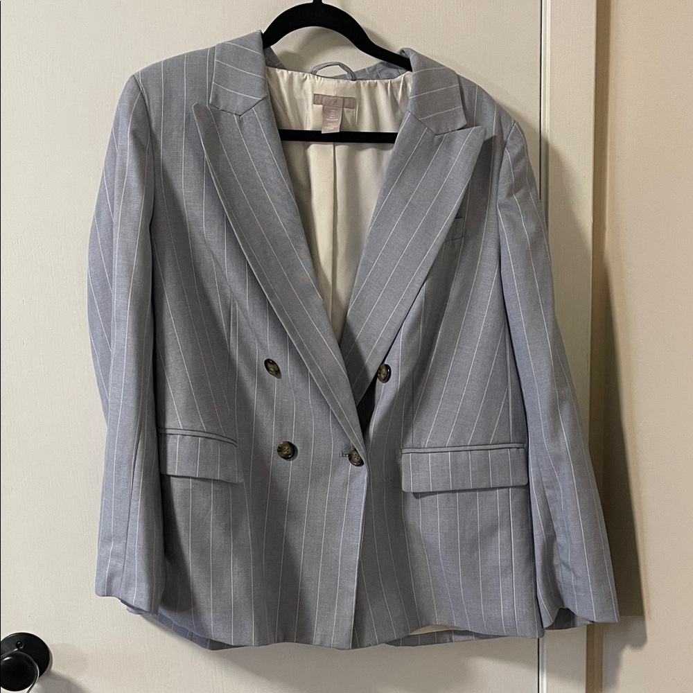 H&M Light Gray Pinstripe Blazer